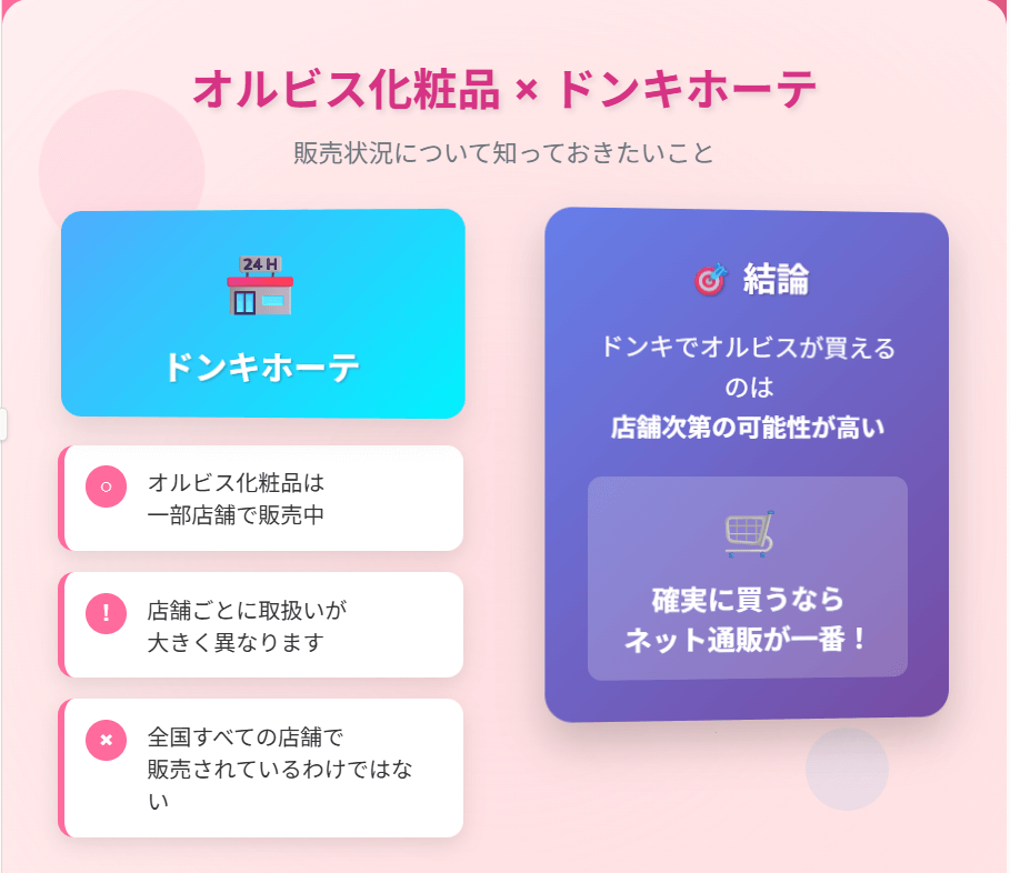 オルビスはドンキで買える?最新情報