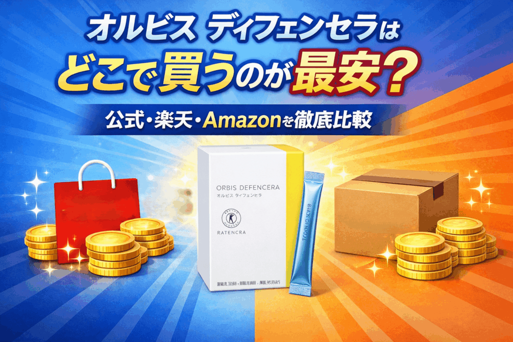 オルビス ディフェンセラはどこで買うのが最安?公式サイト・楽天・Amazonを比較したイメージ画像